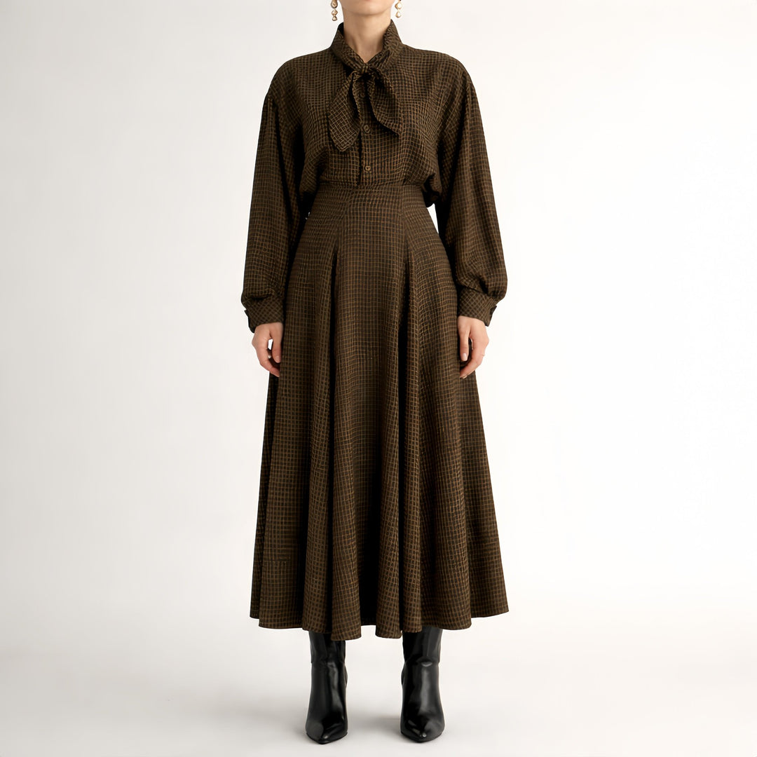 Élise Check Midi Dress - Luxe Atire