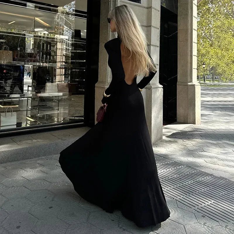 Ravenna Backless Long - Sleeve Dress - Luxe Atire