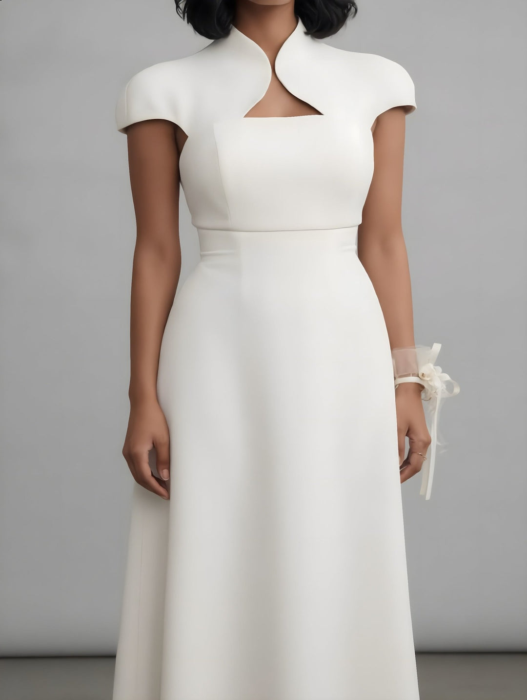 Elegant Cream - Colored High - Collar Maxi Dress - Luxe Atire