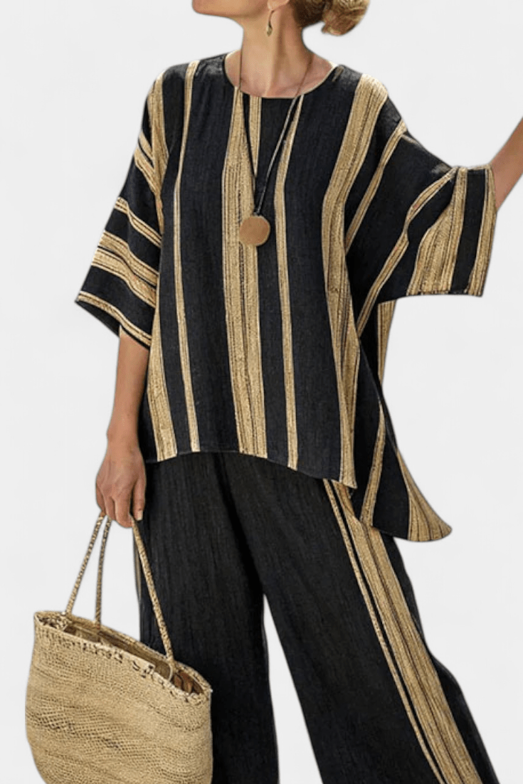 Calden | Comfortable Oversized Striped Top & Relaxed Linen Pants - Rossis Family Boutique Miami