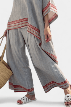 Daelric | Sophisticated Asymmetrical Blouse & Ethnic Wide - Leg Pants - Rossis Family Boutique Miami