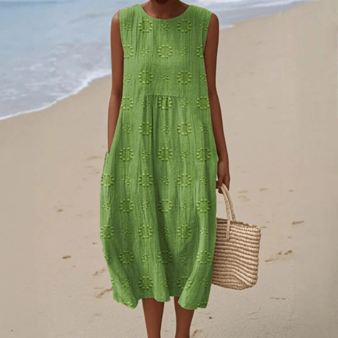 Sara | Patterned Midi Dress - Rossis Family Boutique Miami