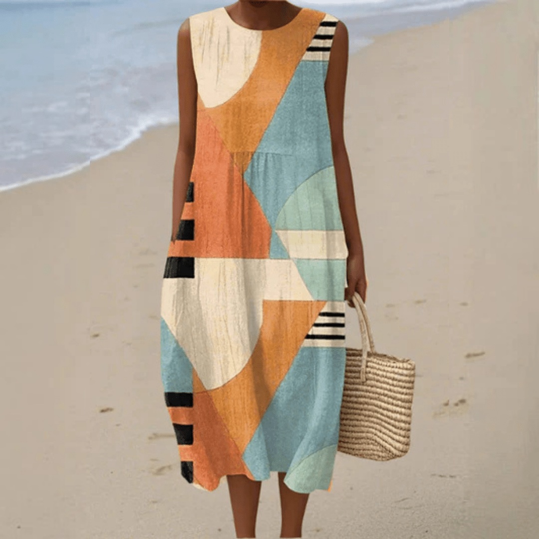 Iris | Geometric Midi Dress - Rossis Family Boutique Miami
