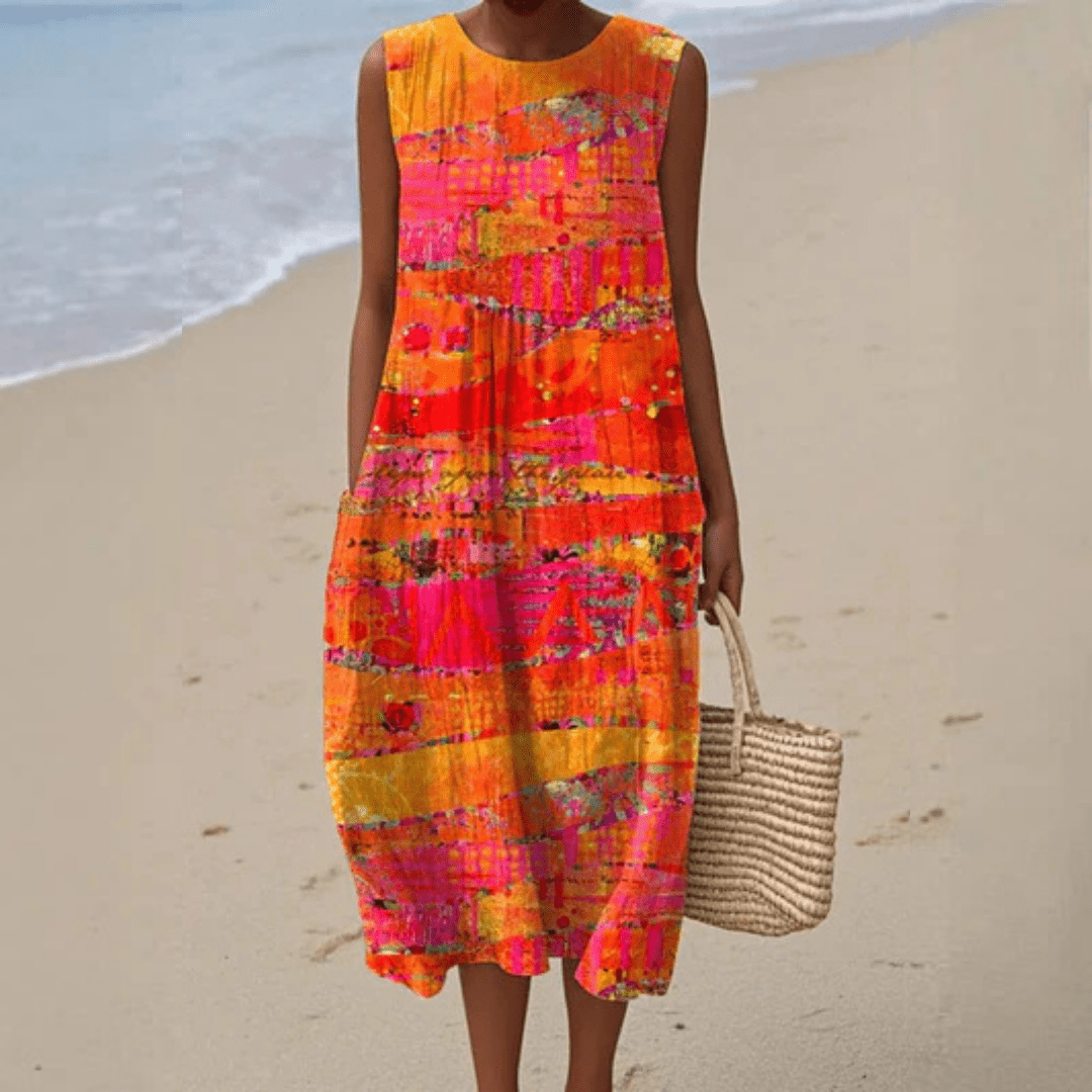 Faye| Sunset Midi Dress - Rossis Family Boutique Miami
