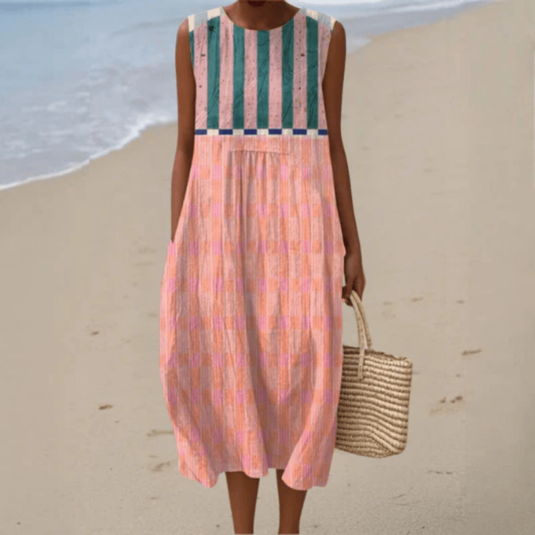 Lily | Striped Pastel Midi Dress - Rossis Family Boutique Miami