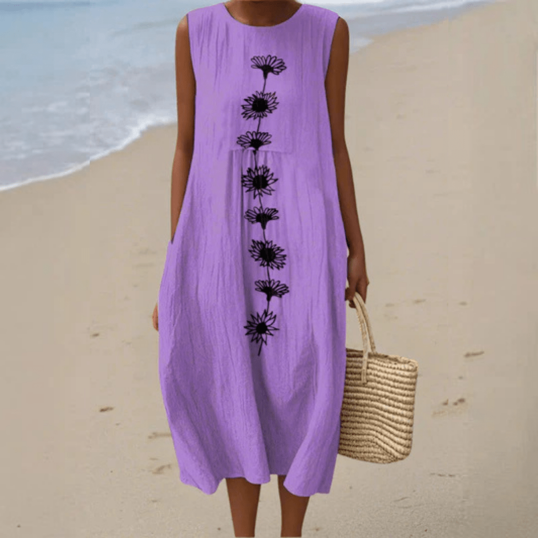 Emma | Violet Bloom Midi Dress - Rossis Family Boutique Miami