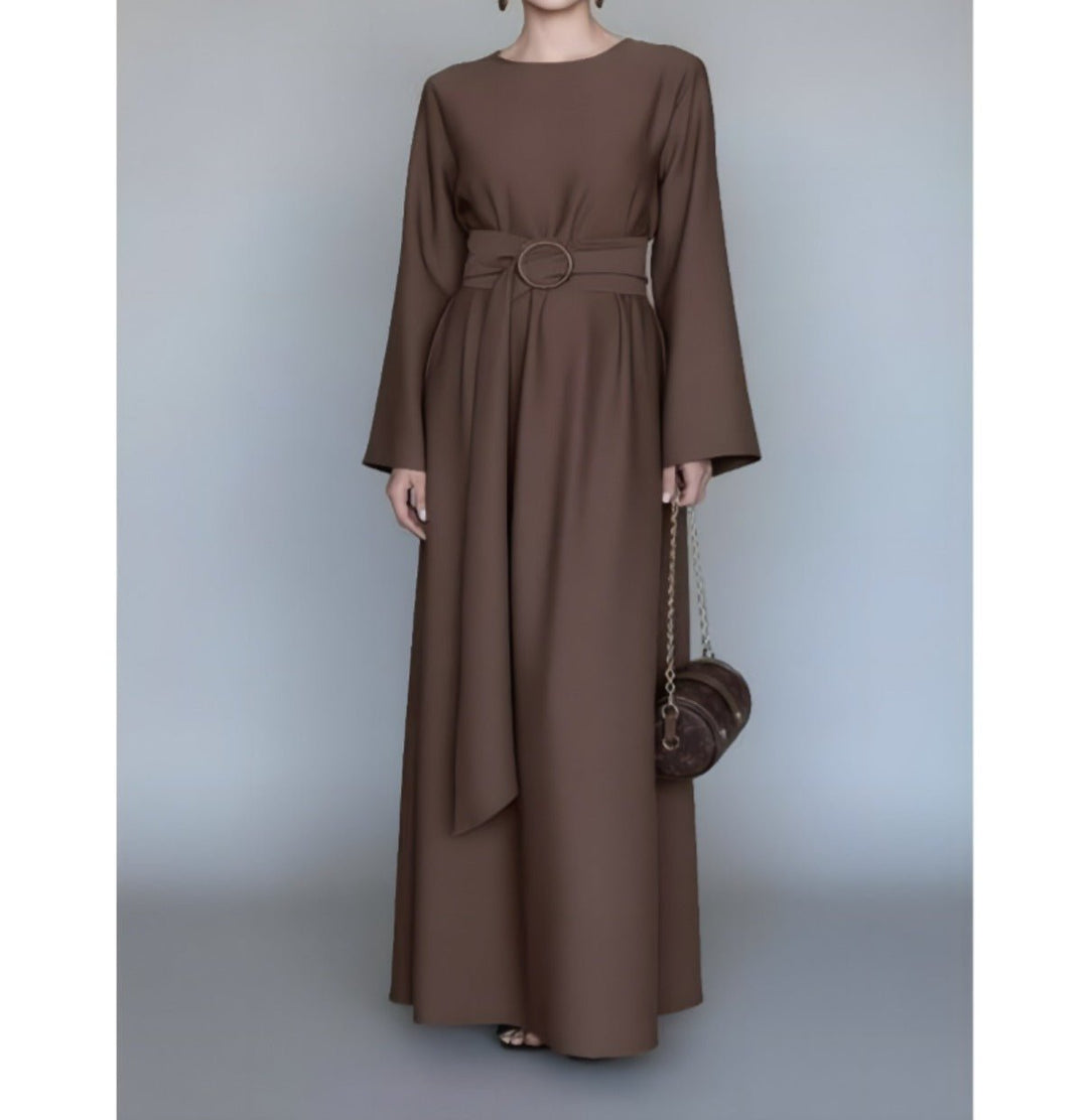 Aurelie Long - Sleeve Waist - Tie Midi Dress - Luxe Atire