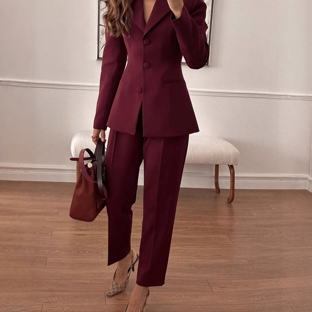 Elegant Long - Sleeve Lapel Two - Piece Suit - Luxe Atire